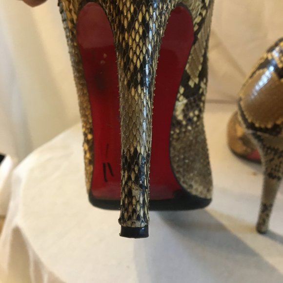 Christian Louboutin Round Toe Snakeskin Pumps - Picture 8 of 11